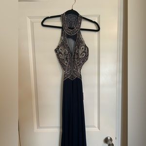 Navy, Purple, Silver Prom Dress